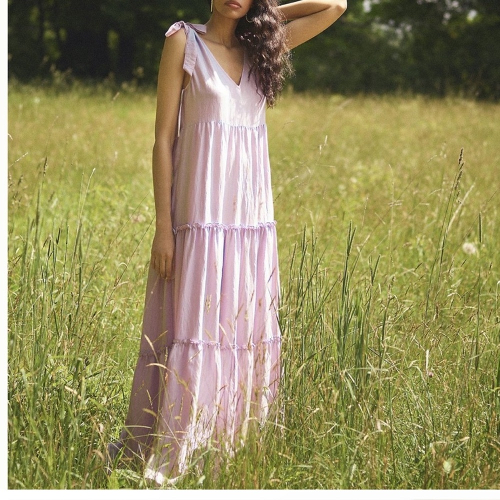 Anthropologie Mauve Shimmer dress soraya
